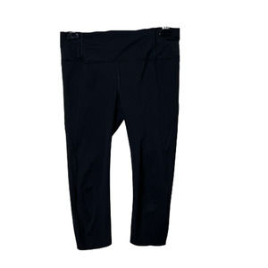 Athleta Black Crop Athletic Leggings Yoga Running Back Zip Pocket XS